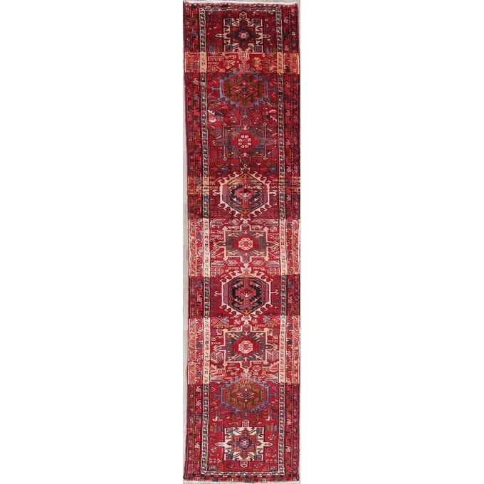 Gharajeh Tribal Geometric Handmade Wool Persian Oriental Rug - 12'7" x 2'10" Runner
