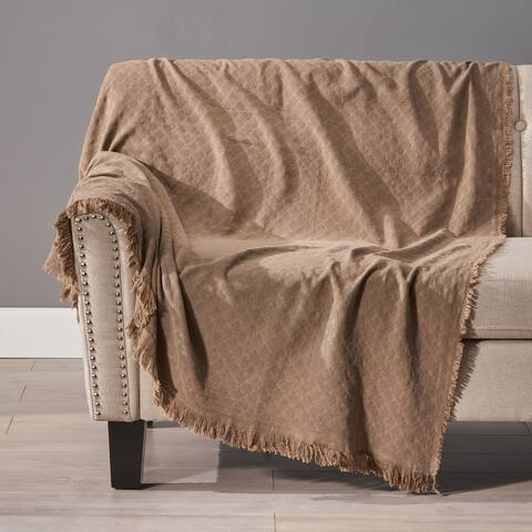 Crannell Cotton Throw Blanket with Fringes by Christopher Knight Home