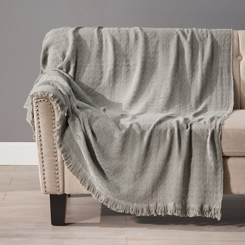 Edwards Cotton Throw Blanket with Fringes by Christopher Knight Home