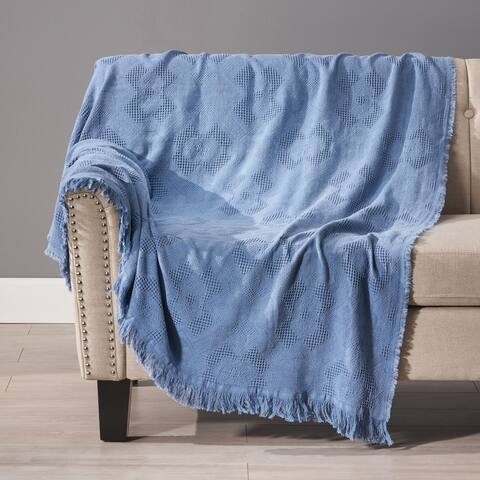 Cranford Cotton Throw Blanket with Fringes by Christopher Knight Home
