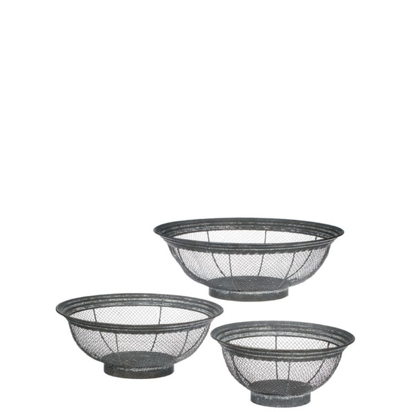 Patina Wire Baskets - Set of 3 - 16, 13.25, 10.5"Lx16, 13.25, 10.5"Wx5.5, 5, 4.75"H