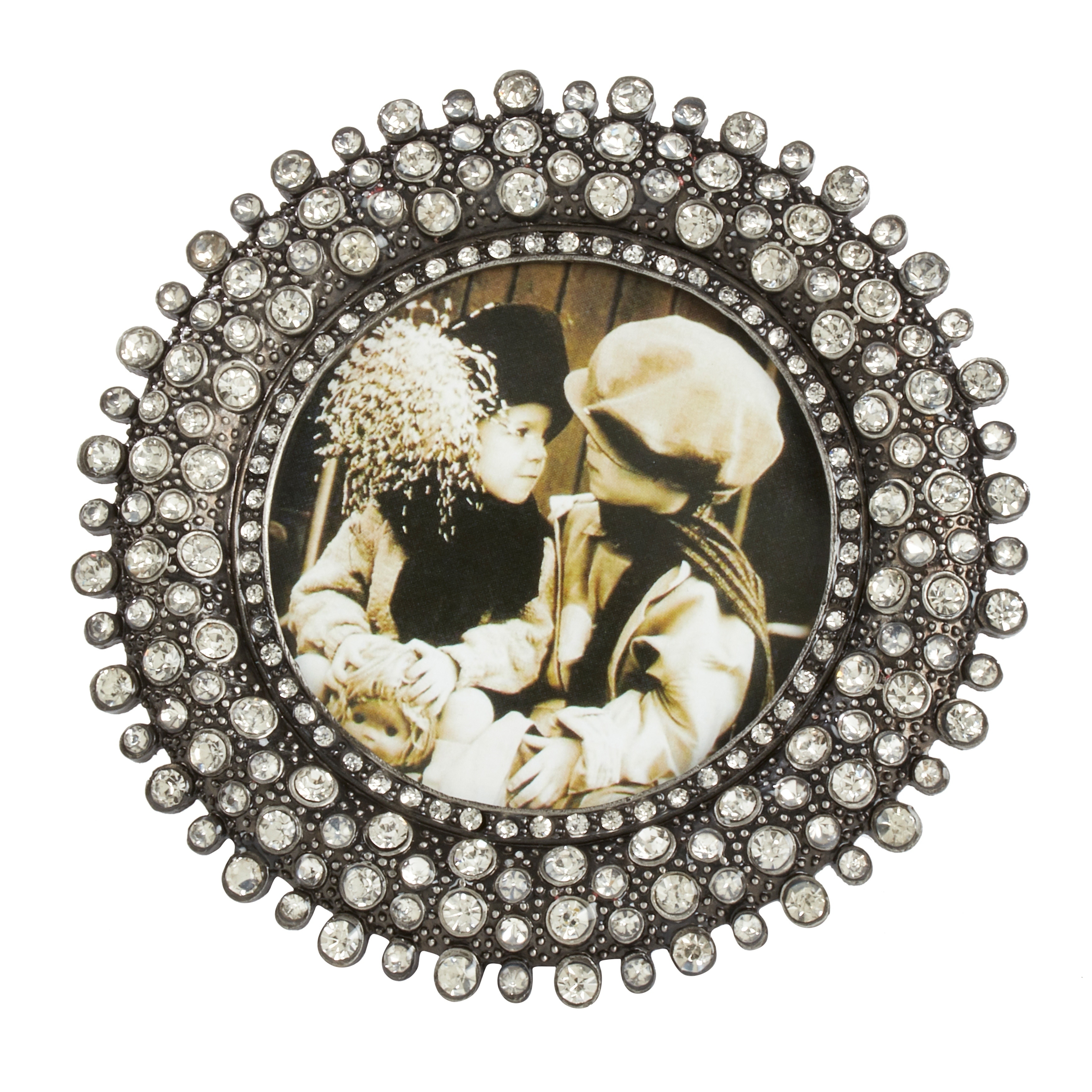 Saro Lifestyle Round Picture Frame with Jeweled Design
