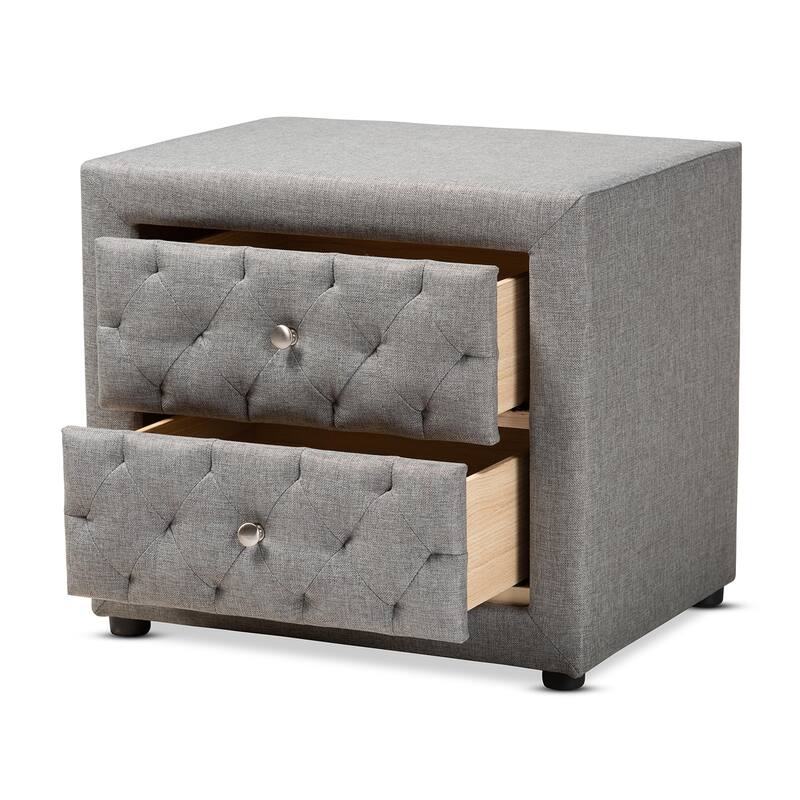 Contemporary Fabric 2-Drawer Nightstand