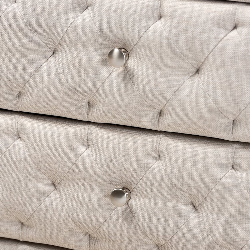 Contemporary Fabric 2-Drawer Nightstand