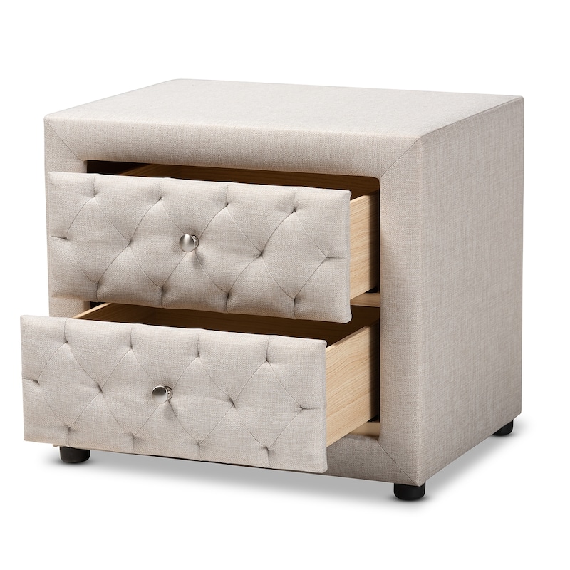 Contemporary Fabric 2-Drawer Nightstand