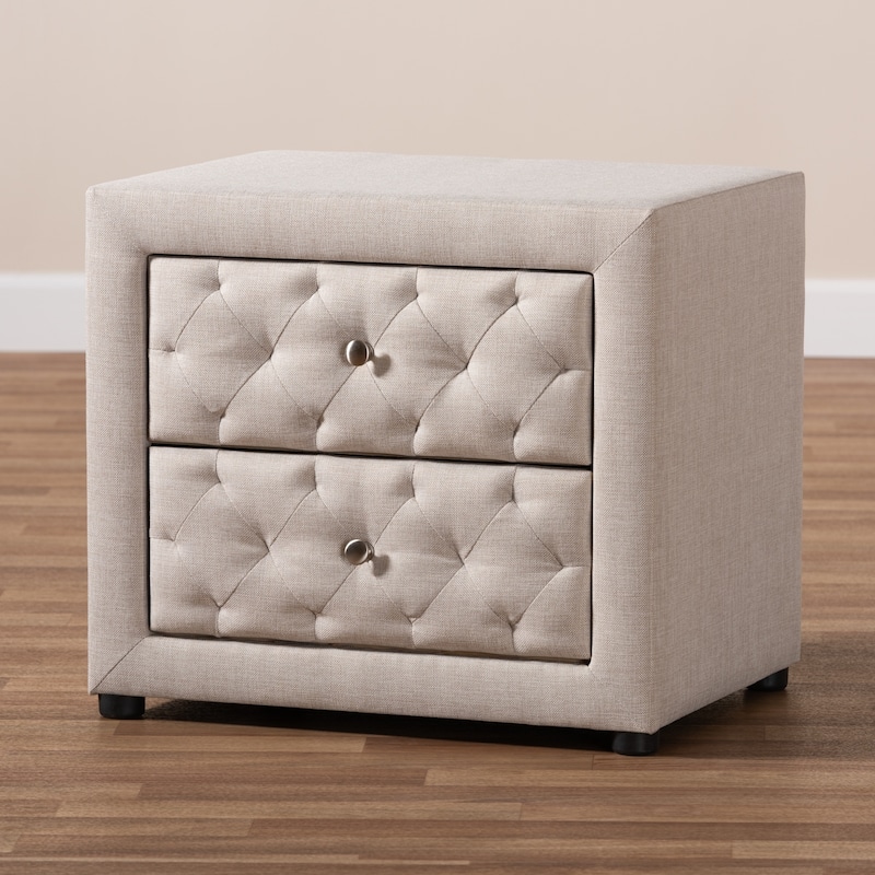 Contemporary Fabric 2-Drawer Nightstand