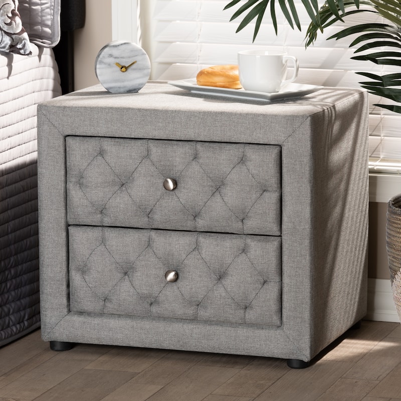 Contemporary Fabric 2-Drawer Nightstand