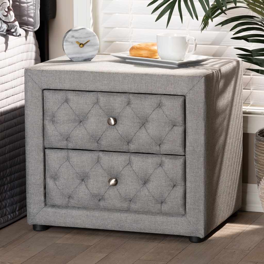 Contemporary Fabric 2-Drawer Nightstand