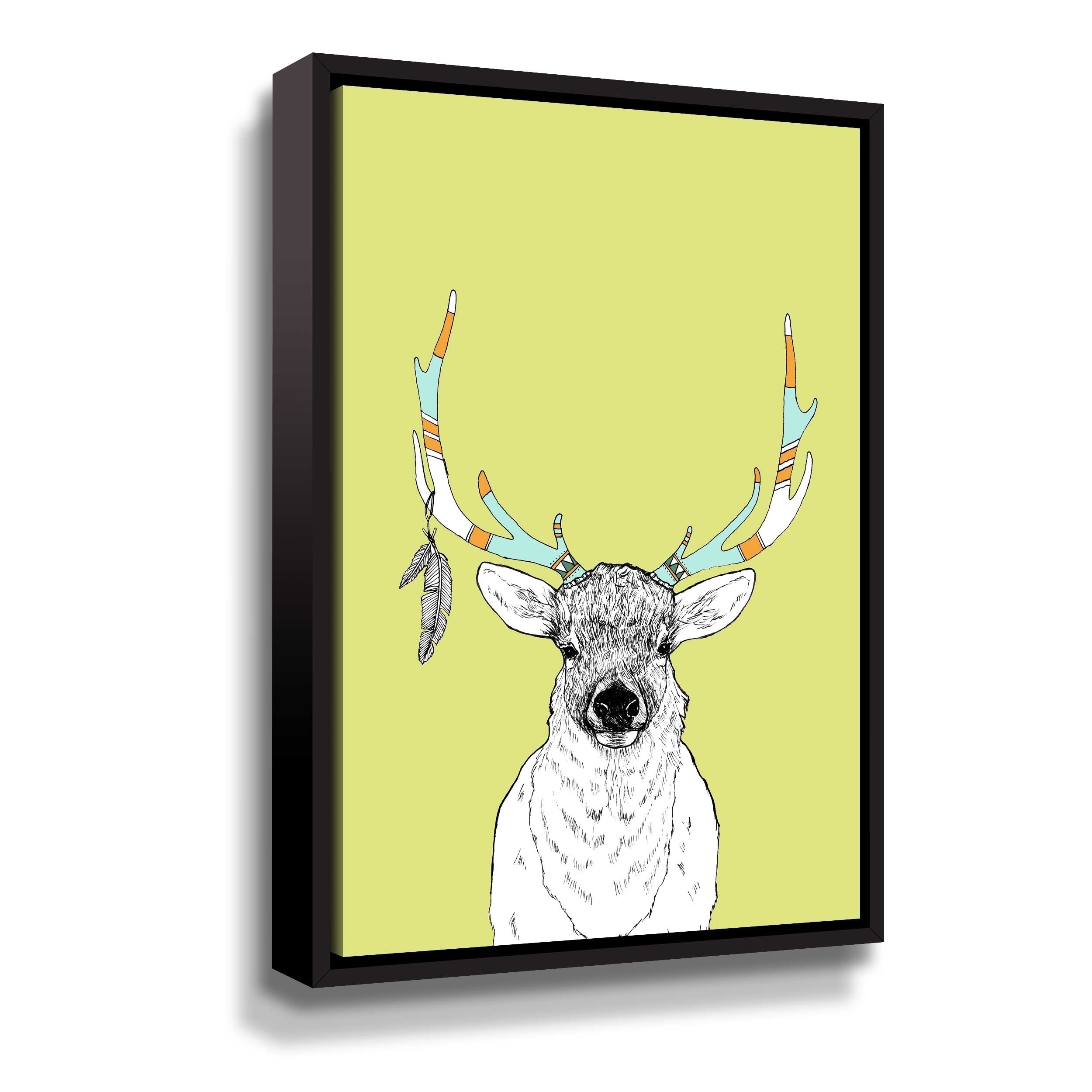 18 X 24 Sylvie Stag Profile Framed Canvas By Amy Peterson Art