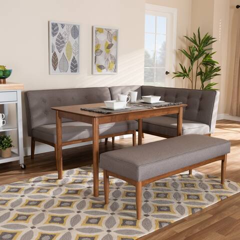 Mid-Century Gray Fabric 4-Piece Dining Nook Set