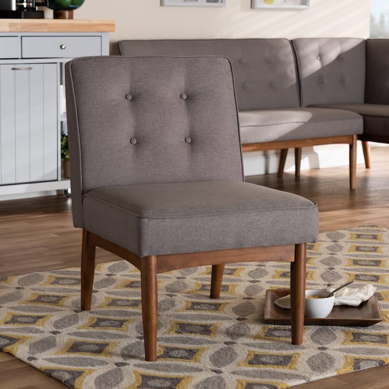 Mid-Century Gray Fabric Dining Chair