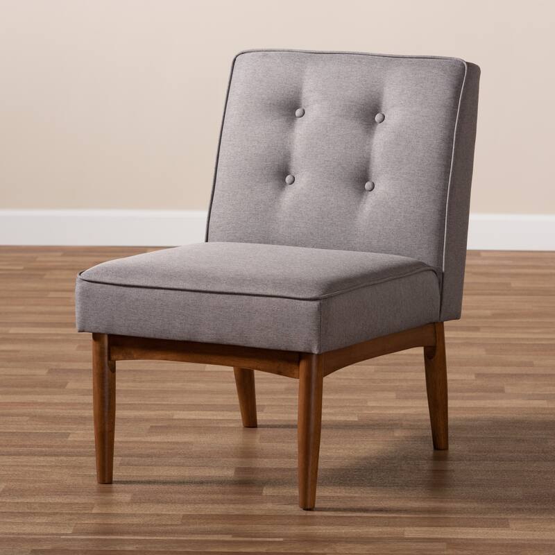 Mid-Century Gray Fabric Dining Chair