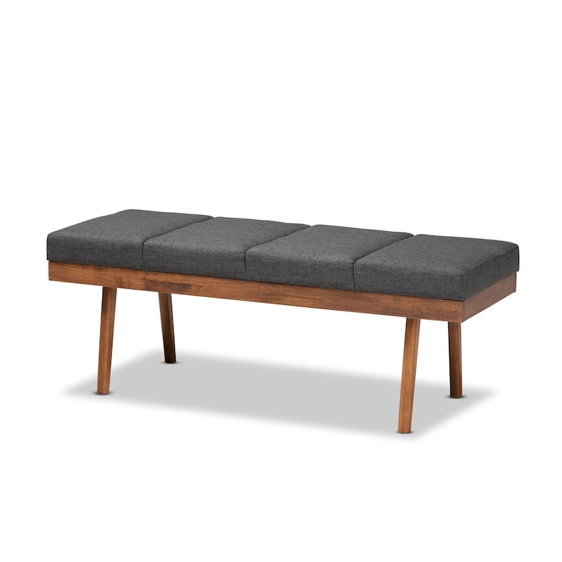 Mid-Century Fabric Bench - Grey