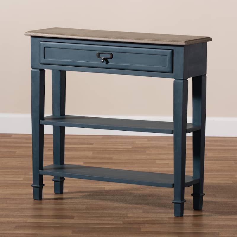 Baxton Studio French Country Blue Spruce Fiinished Wood Accent Console Table