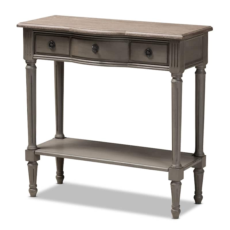 French Country Gray Finished 1-Drawer Wood Console Table - N/A