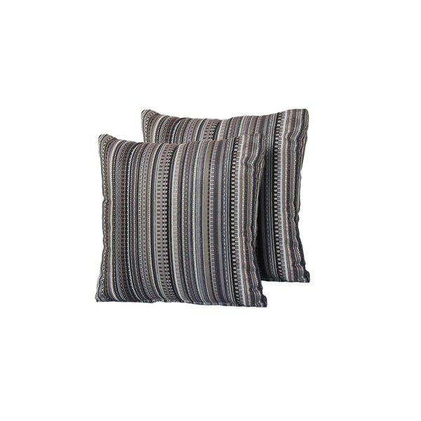 Black Stripe Outdoor Throw Pillows Square Set of 2