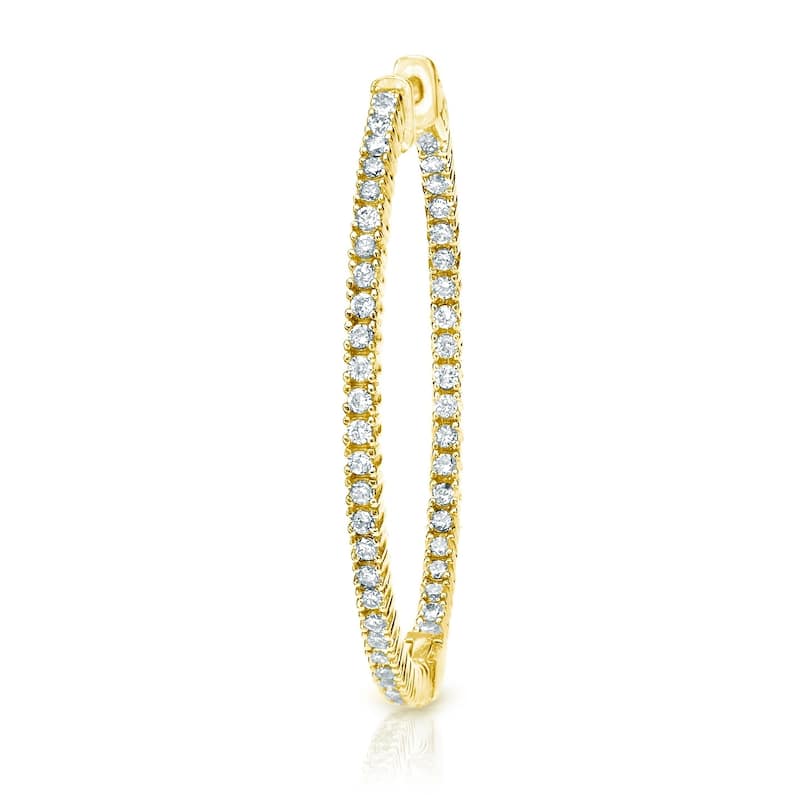 Auriya 1 1/2ctw Large 58mm Single Diamond Hoop Earring 14k Yellow Gold (J-K, I1-I2)
