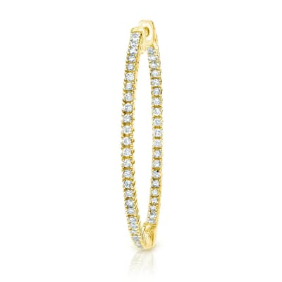 Auriya 1 1/2ctw Large 58mm Single Diamond Hoop Earring 14k Yellow Gold (J-K, I1-I2)