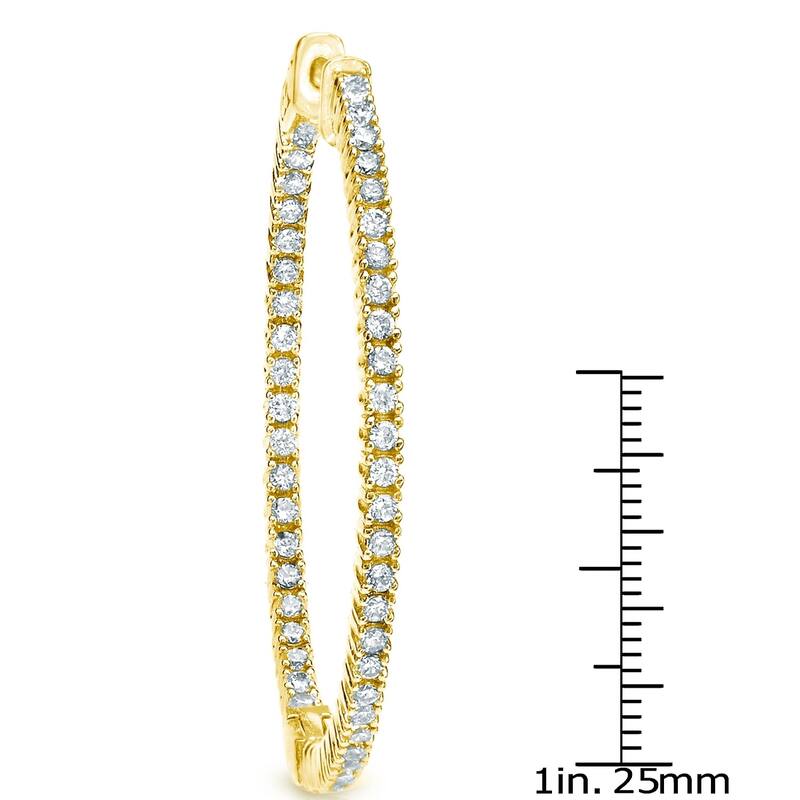 Auriya 1 1/2ctw Large 58mm Single Diamond Hoop Earring 14k Yellow Gold (J-K, I1-I2)