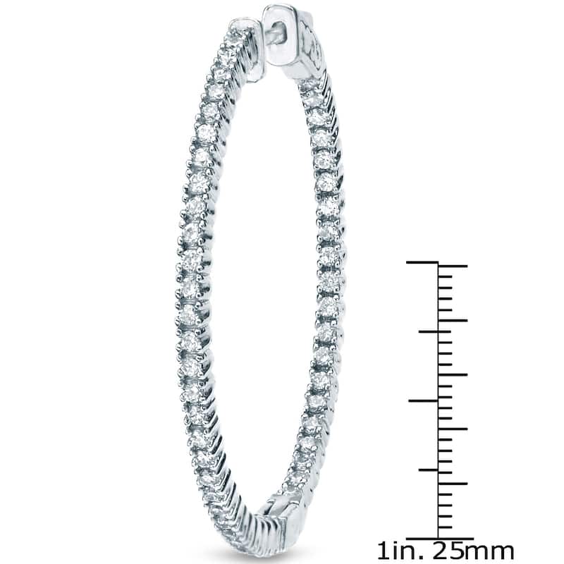Auriya 1 1/2ctw Large 58mm Single Diamond Hoop Earring 14k Yellow Gold