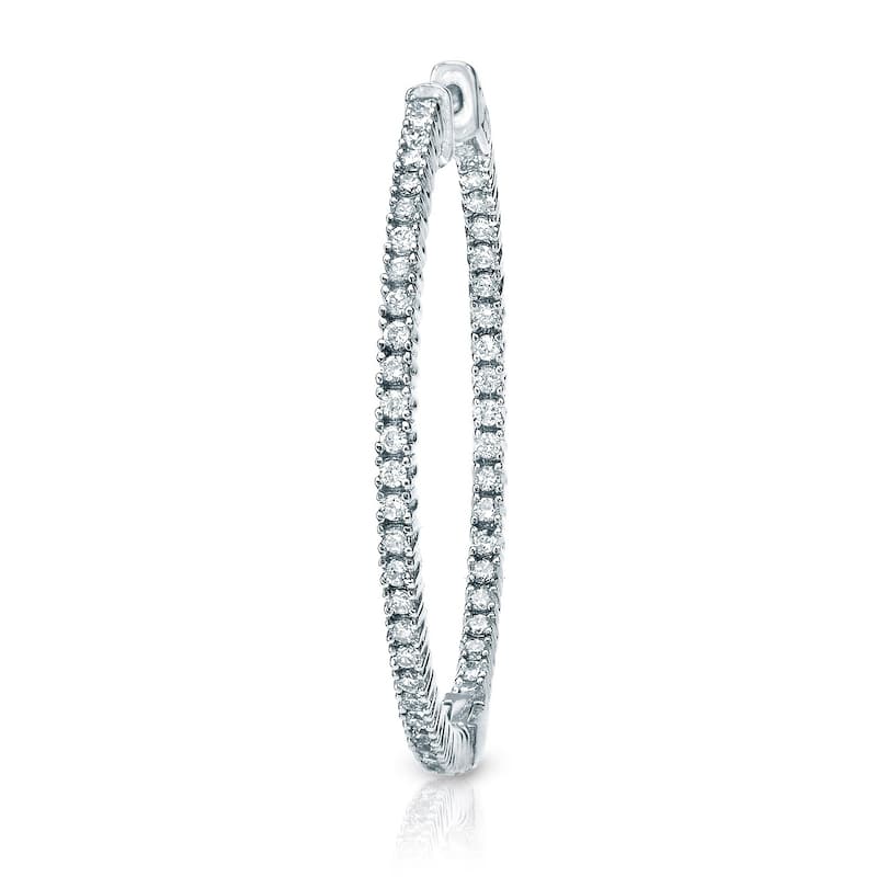 Auriya 1 1/2ctw Large 58mm Single Diamond Hoop Earring 14k Yellow Gold