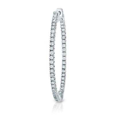 Auriya 1 1/2ctw Large 58mm Single Diamond Hoop Earring 14k Yellow Gold