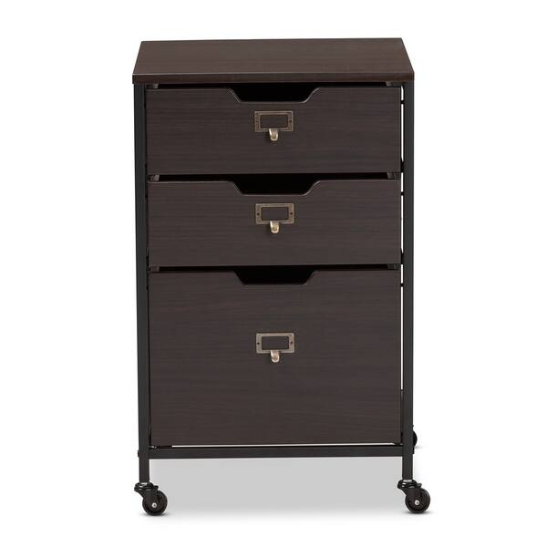 Shop Baxton Studio Espresso And Black 3 Drawer Contemporary Mobile File Cabinet On Sale Overstock 27735841