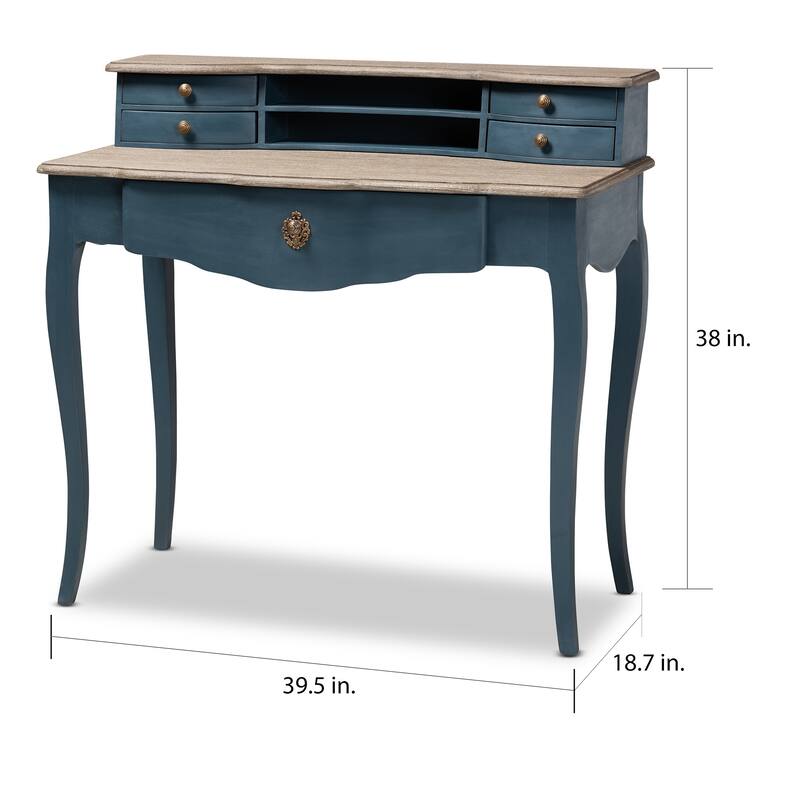 Copper Grove Kaniv Wood Writing Desk with Blue Spruce Finish