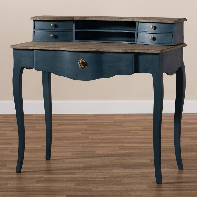 Copper Grove Kaniv Wood Writing Desk with Blue Spruce Finish