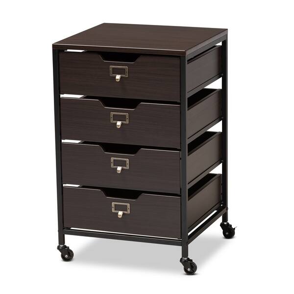 Shop Contemporary Espresso And Black 4 Drawer Mobile File Cabinet