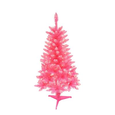 Puleo International 4 ' Pre-Lit Fashion Pink Pine Artificial Christmas Tree with 150 UL Clear Lights