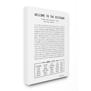Stupell Black and White Restroom Crossword Puzzle Sign 11 x 14