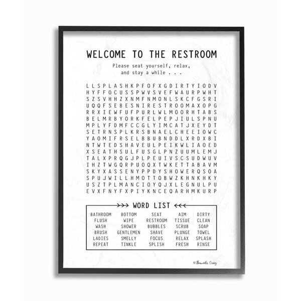 Shop The Stupell Home Decor Black And White Restroom Crossword Puzzle Sign 11 X 14 Proudly Made In Usa Multi Color Overstock 27740104