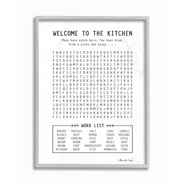 The Stupell Home Decor Black And White Kitchen Crossword Puzzle Sign 11 X 14 Proudly Made In Usa Multi Color