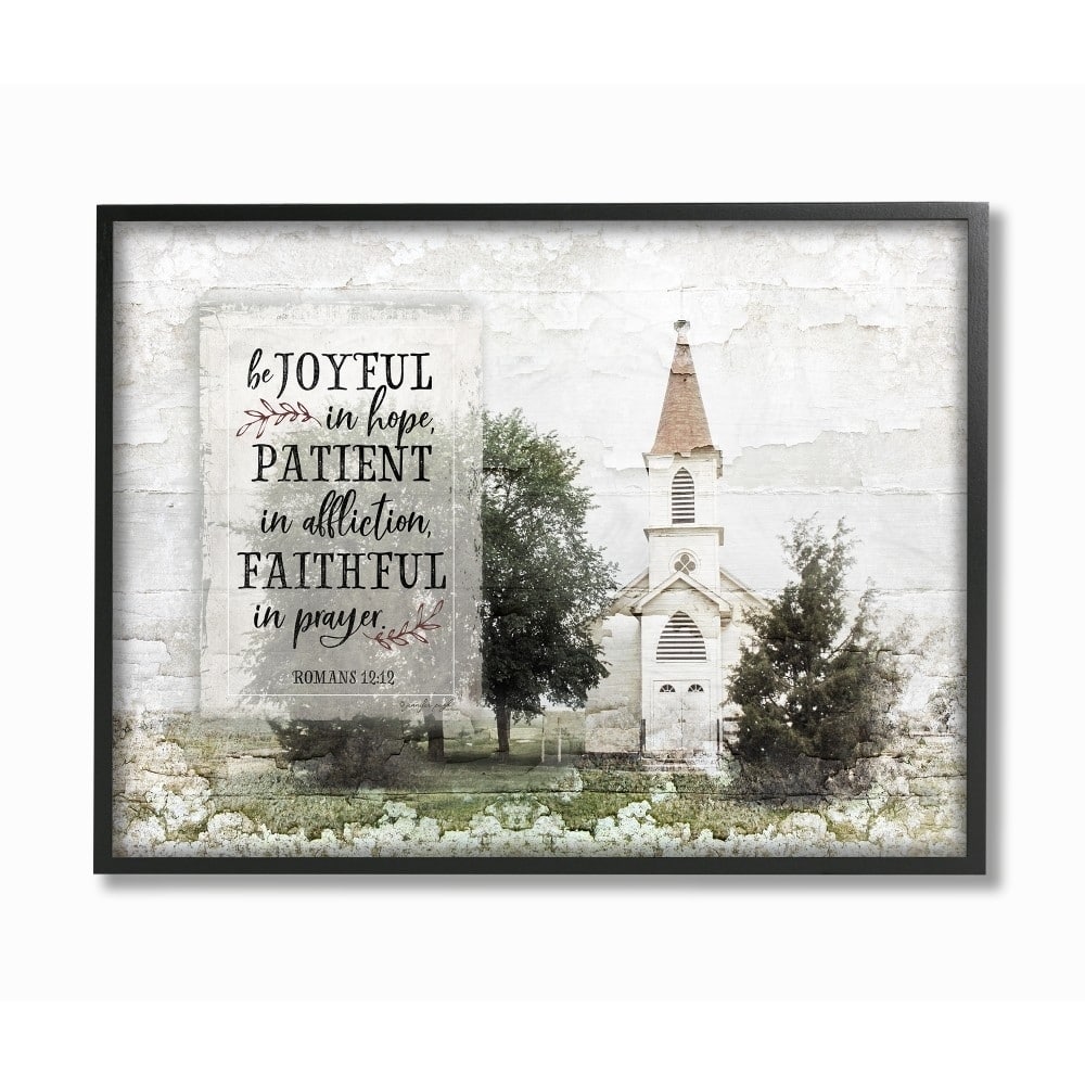 Stupell Be Joyful In Hope Distressed Church with Trees Photograph, 11 x 14, Design By Artist Jennifer Pugh - Multi-Color