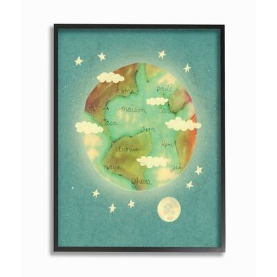 Stupell Earth is Home Glowing Planet Blue Moon and Stars Illustration, 11 x 14, Design By Artist Lisa Barbero - Multi-Color