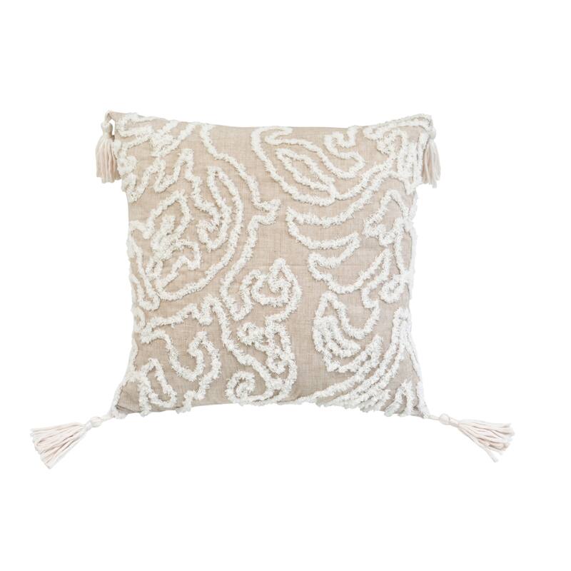 Chenille Damask Beige Rectangle Accent Pillow