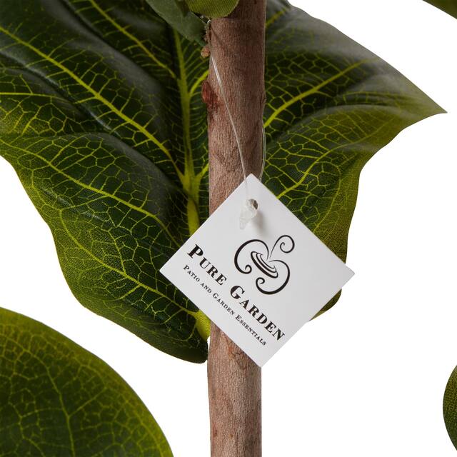 Pure Garden 72-inch Artificial Fiddle Leaf Fig Tree Faux Plant in Pot Natural Feel Leaves Realistic Indoor Potted Topiary