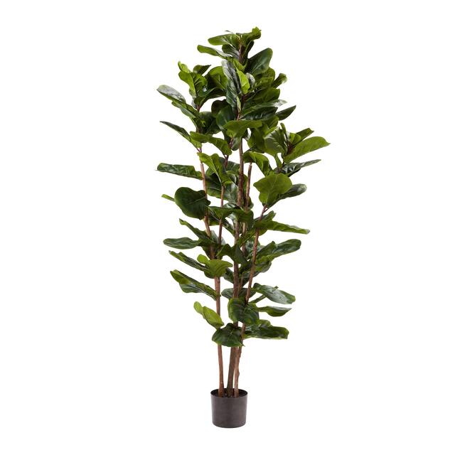 Pure Garden 72-inch Artificial Fiddle Leaf Fig Tree Faux Plant in Pot Natural Feel Leaves Realistic Indoor Potted Topiary