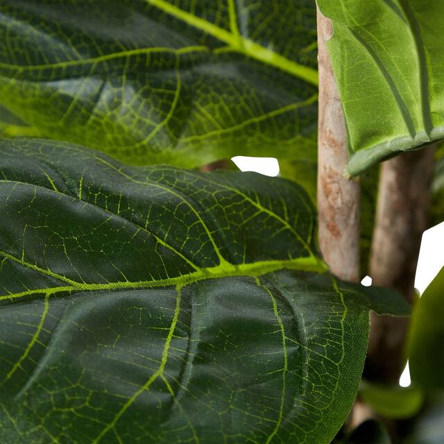 Pure Garden 72-inch Artificial Fiddle Leaf Fig Tree Faux Plant in Pot Natural Feel Leaves Realistic Indoor Potted Topiary