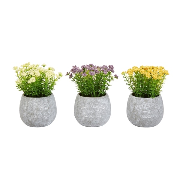 Pure Garden 6.25-inch Tall 3-piece Assorted Natural Lifelike Faux Flower Arrangements in Vases
