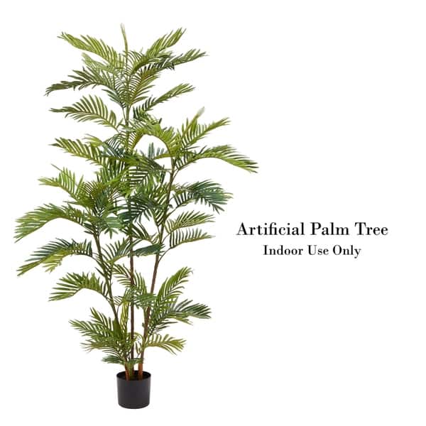 Shop Pure Garden 72 Inch Artificial Golden Cane Palm Tree Faux
