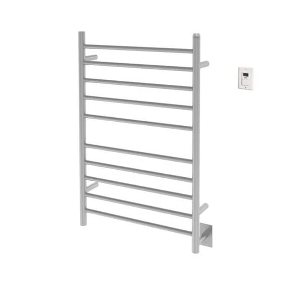 Ancona Comfort Dual 10-Bar Hardwired and Plug-in Towel Warmer in Brushed Stainless Steel with Timer