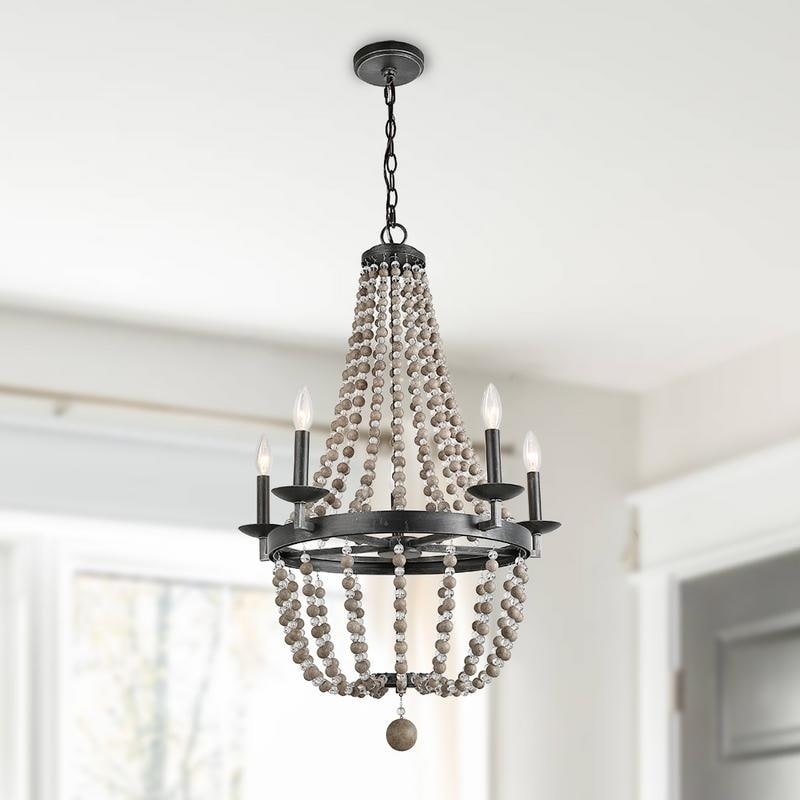 5 Light Wood Bead Empire Chandeliers Bohemian Lighting 22 5 Light Wood Bead Empire Chandeliers Bohemian Lighting 22