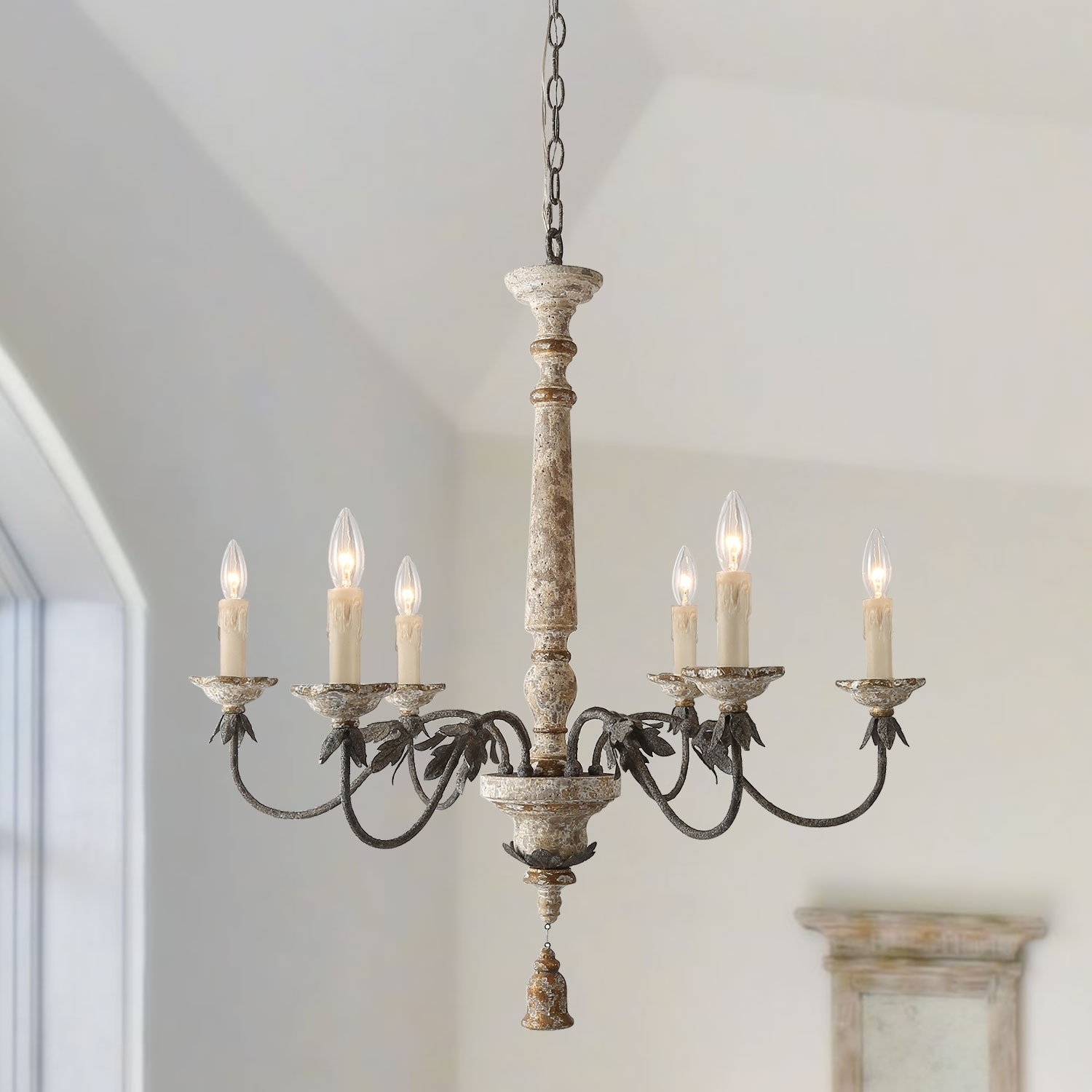 Flora 6-Light Distressed French Country Chandelier Ceiling Lighting - Chandeliers For Bedrooms by Overstock.com