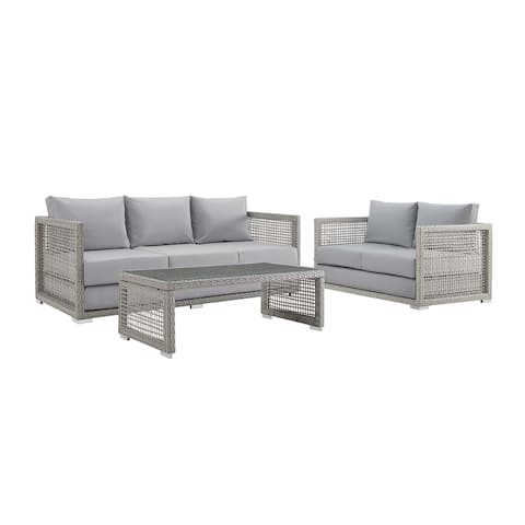 Aura 3 Piece Outdoor Patio Wicker Rattan Set