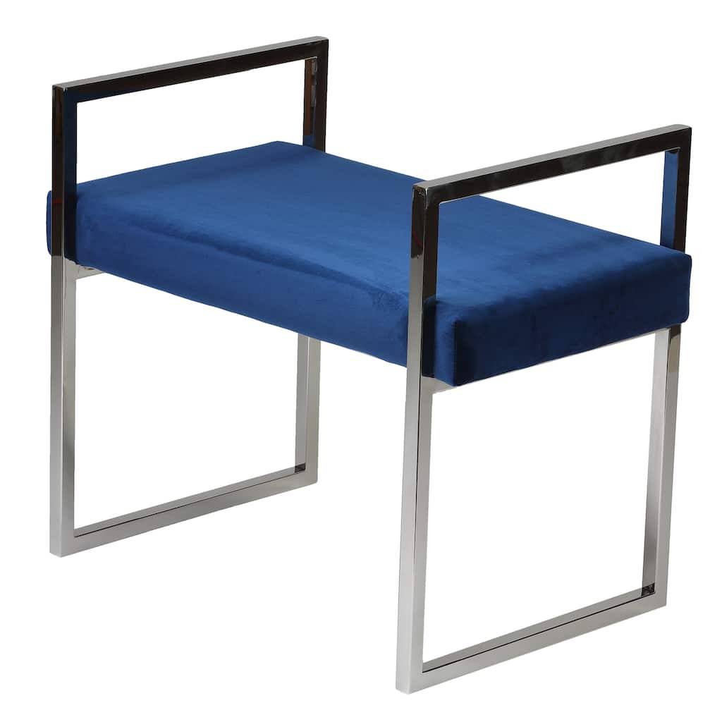 Cortesi Home Anna Contemporary Velvet Bench, Blue