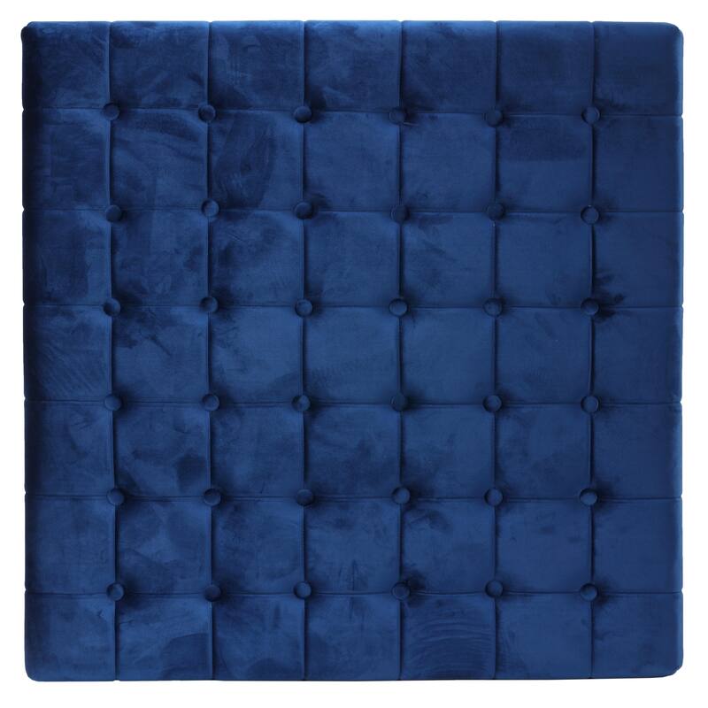 Cortesi Home Caroline Tufted Velvet Ottoman, Blue