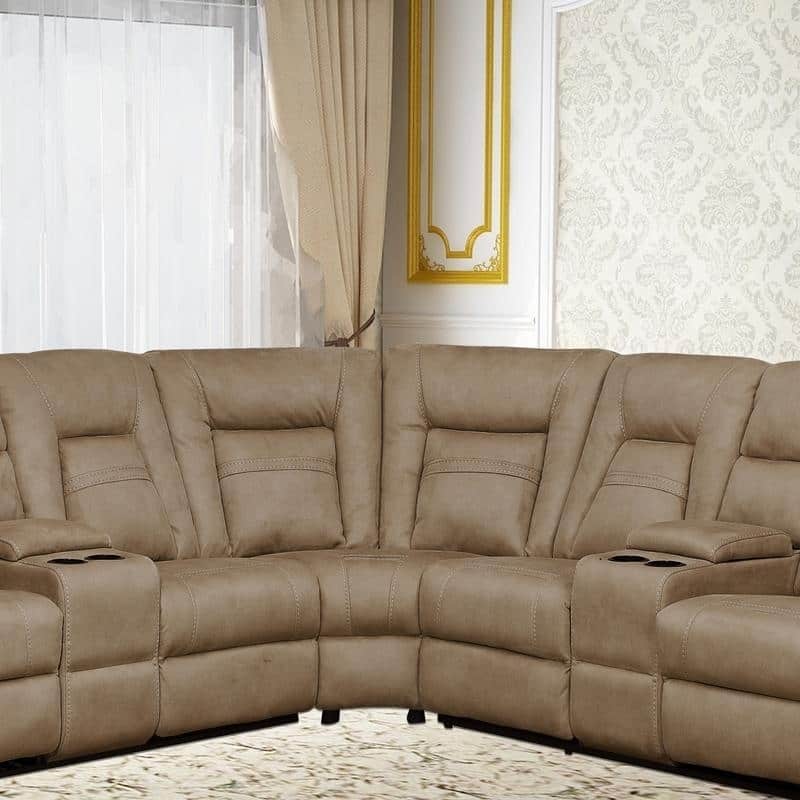 Vanity Art Brown Microfiber 3-Pieces Reclining Loveseat with Console Living Room Set Recliner Sofa - N/A