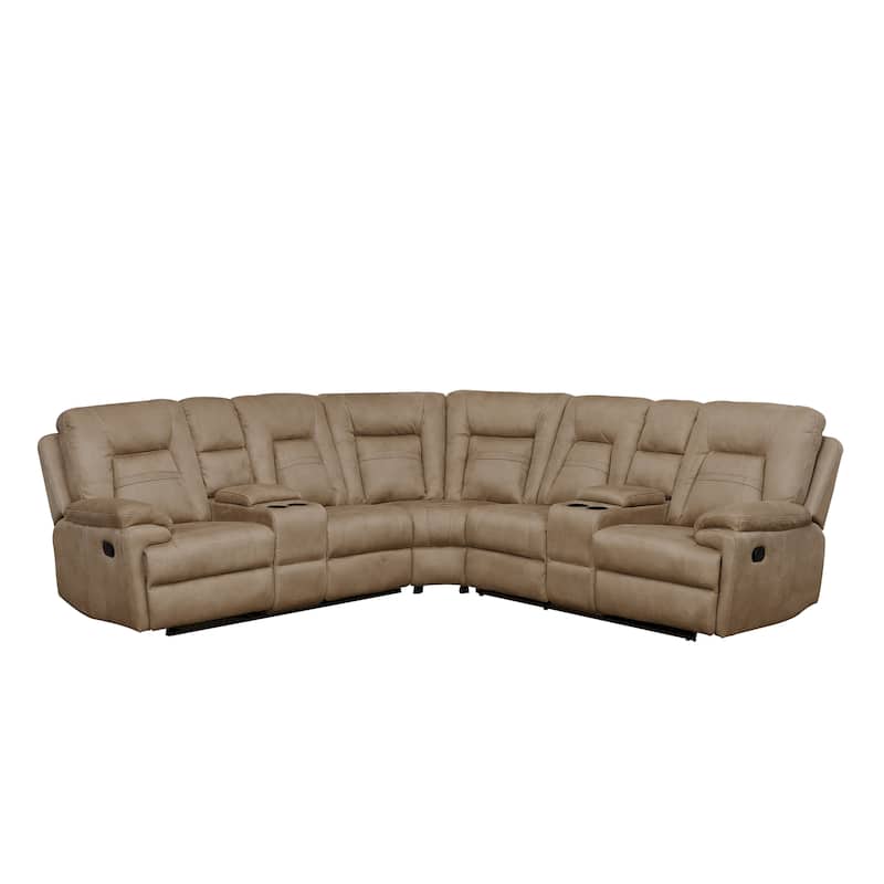 Vanity Art Brown Microfiber 3-Pieces Reclining Loveseat with Console Living Room Set Recliner Sofa - N/A